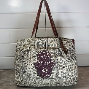 Lucky Brand Henna canvas tote with leather handles
